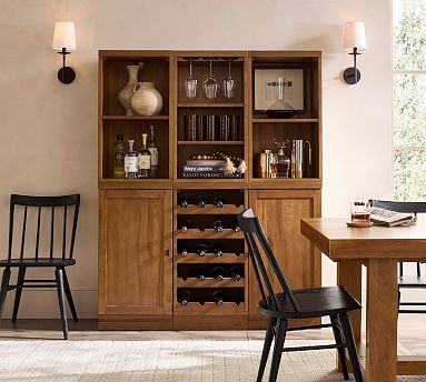 Reed Modular Bar 6 Piece 3 Glass Hutch 2 Cabinet Base 1 Wine Base Pottery Barn