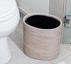 Tava Handwoven Rattan Oval Wastebasket with Metal Liner