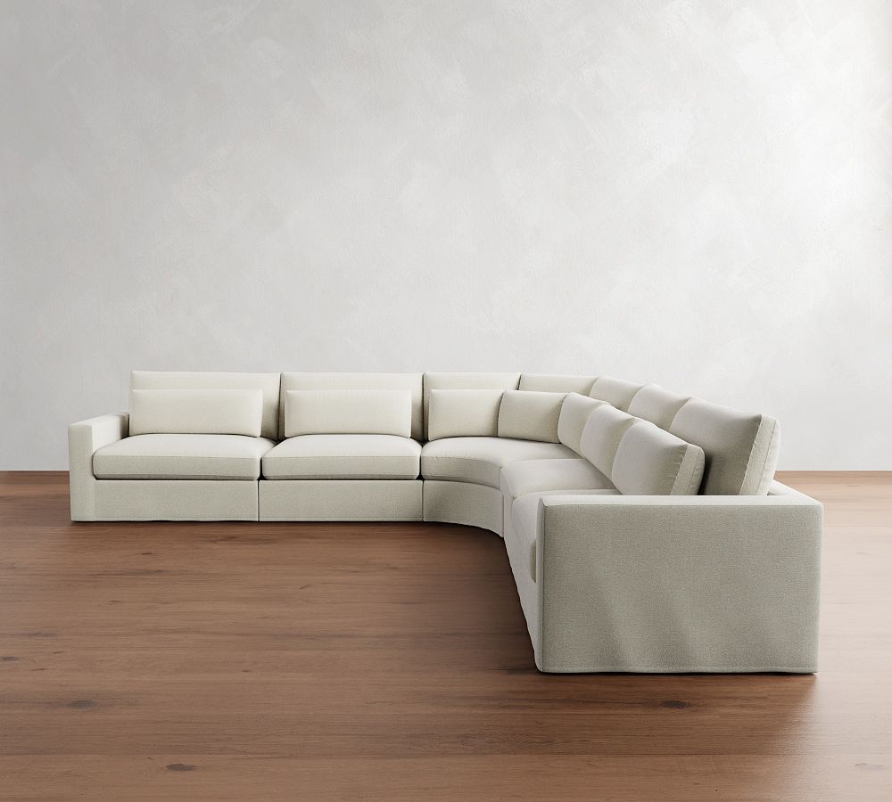 Westwood Square Arm Deep Seat Slipcovered 5-Piece Curved Wedge Sectional (156&quot;)