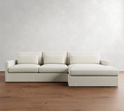 Westwood Slim Arm Deep Seat Slipcovered Chaise Sectional (125&quot;-143&quot;)