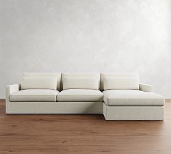 Westwood Slim Arm Deep Seat Slipcovered Chaise Sectional (125&quot;-143&quot;)