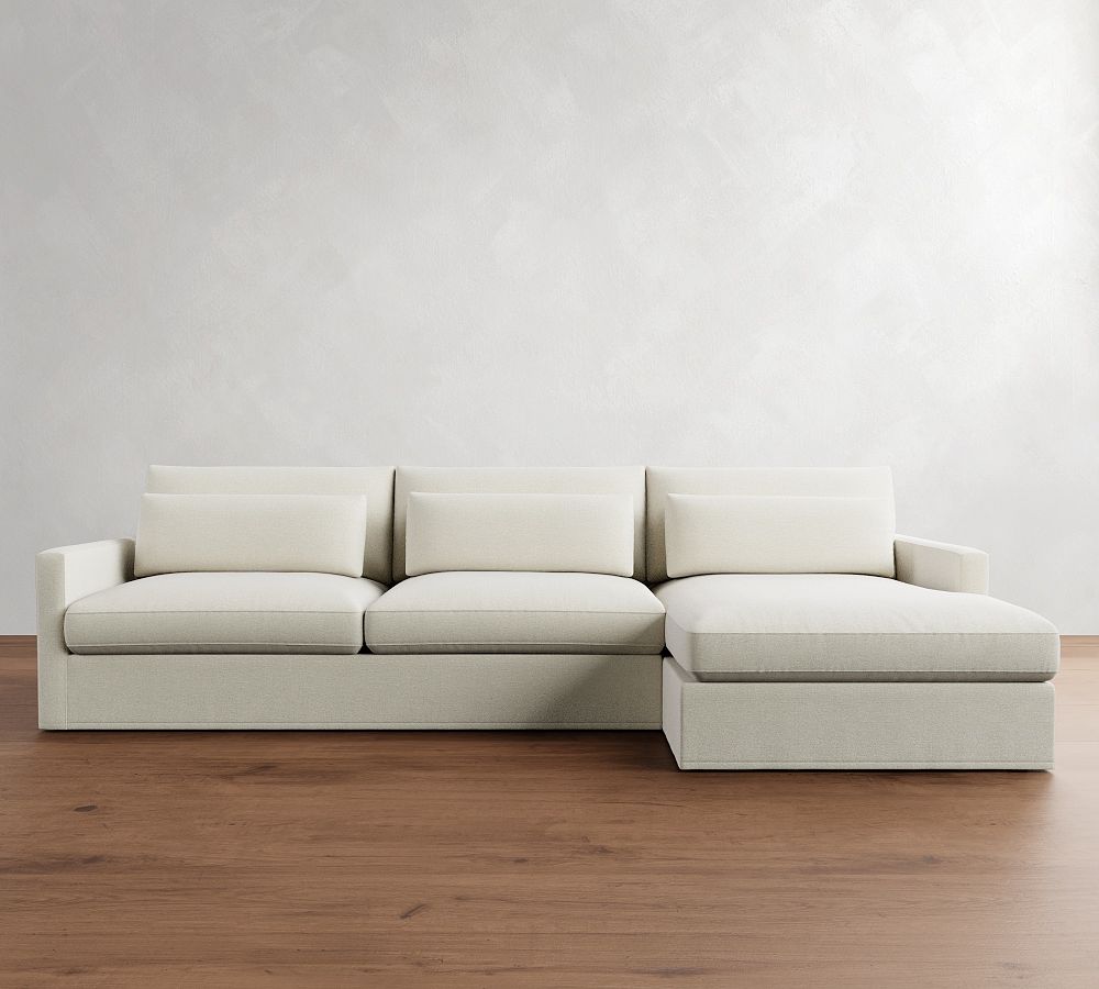 Westwood Slim Arm Deep Seat Slipcovered Chaise Sectional (125&quot;-143&quot;)