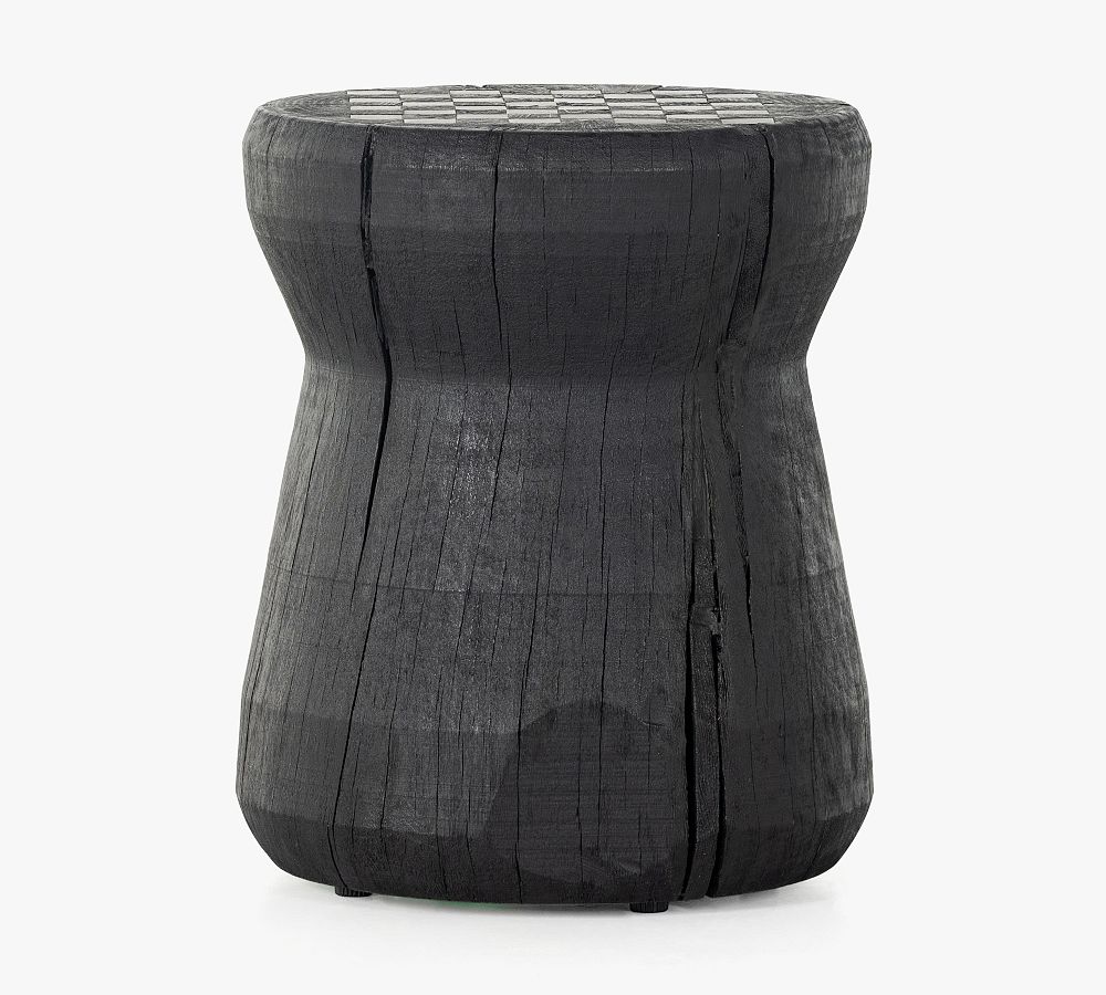 Carbonized Black Reclaimed Wood Chess Side Table