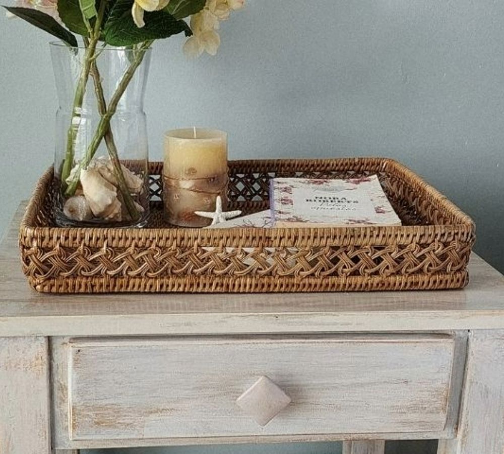 Tava Braided Rattan Rectangular Tray
