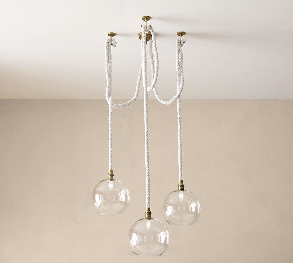Marina Swing Rope 3-Globe Chandelier 24" - Stylish Lighting
