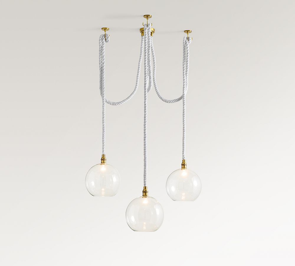 Marina Swing Rope Linear 3-Globe Chandelier (24&quot;)