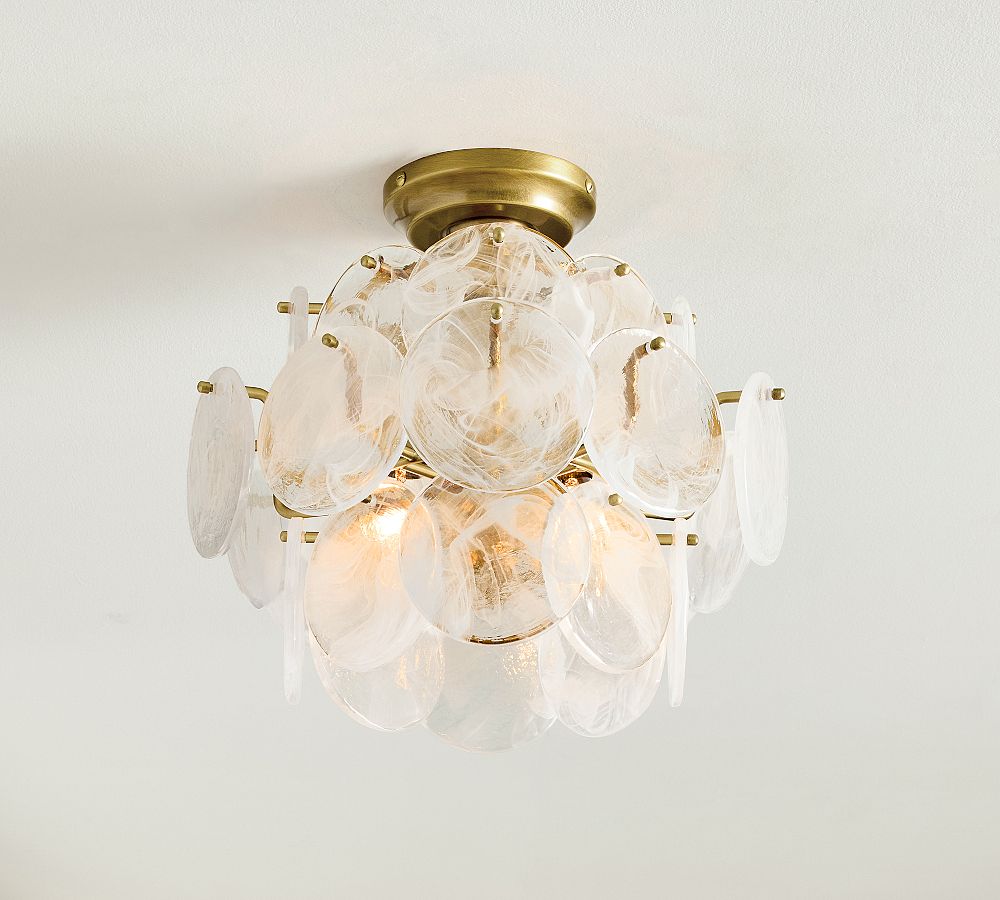 Riviera Glass Disc Round Flush Mount (12&quot;)