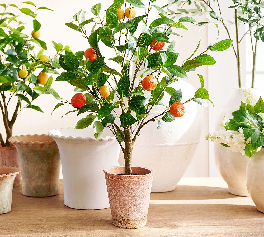 Faux Potted Orange Topiary