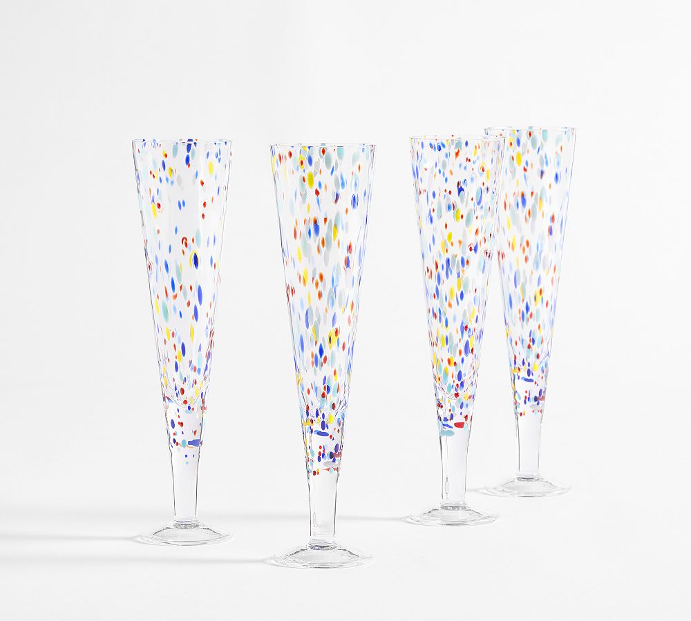 Confetti Splatter Champagne Flutes - Set of 4