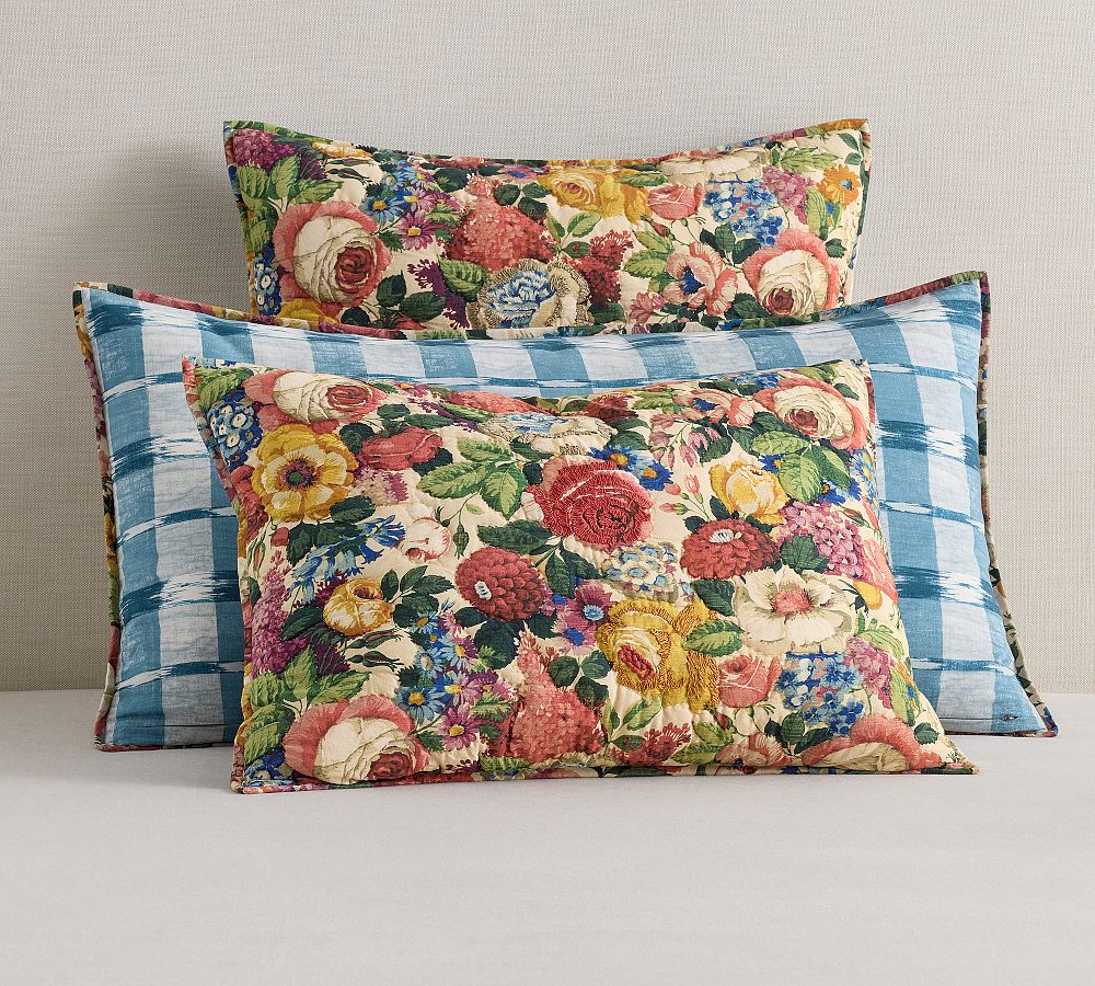 Lorain Multi Floral Embroidered Reversible Quilted Shams