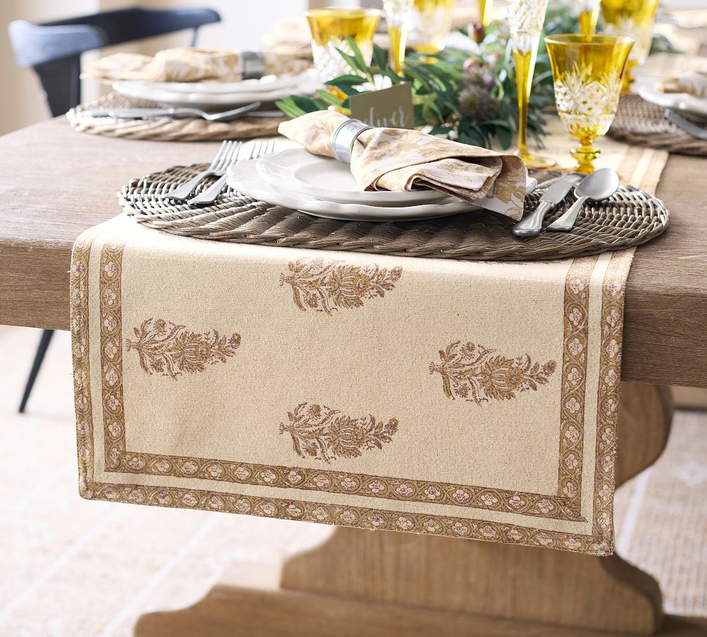 Open Box: Savannah Block Print Cotton Table Runner