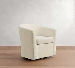 Hyde Upholstered Swivel Armchair, Polyester Wrapped Cushions, Performance Boucle Ivory