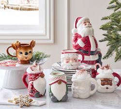 Festive Gnome Shaped Ceramic Mugs - Set of 4