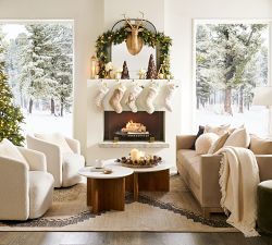 Faux Lit Leafy White Berry Wreath &amp; Garland