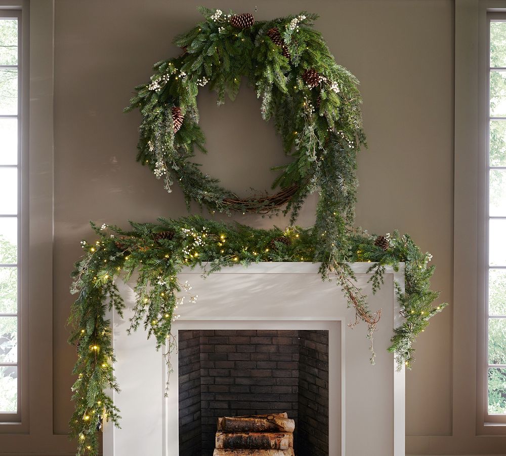 Faux Lit Oversized Avant-Garde Wreath &amp; Garland
