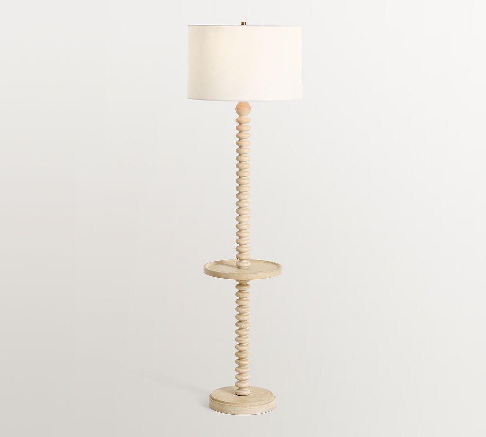 Larkin Stacked Wood Floor Lamp with Tray (65&quot;)