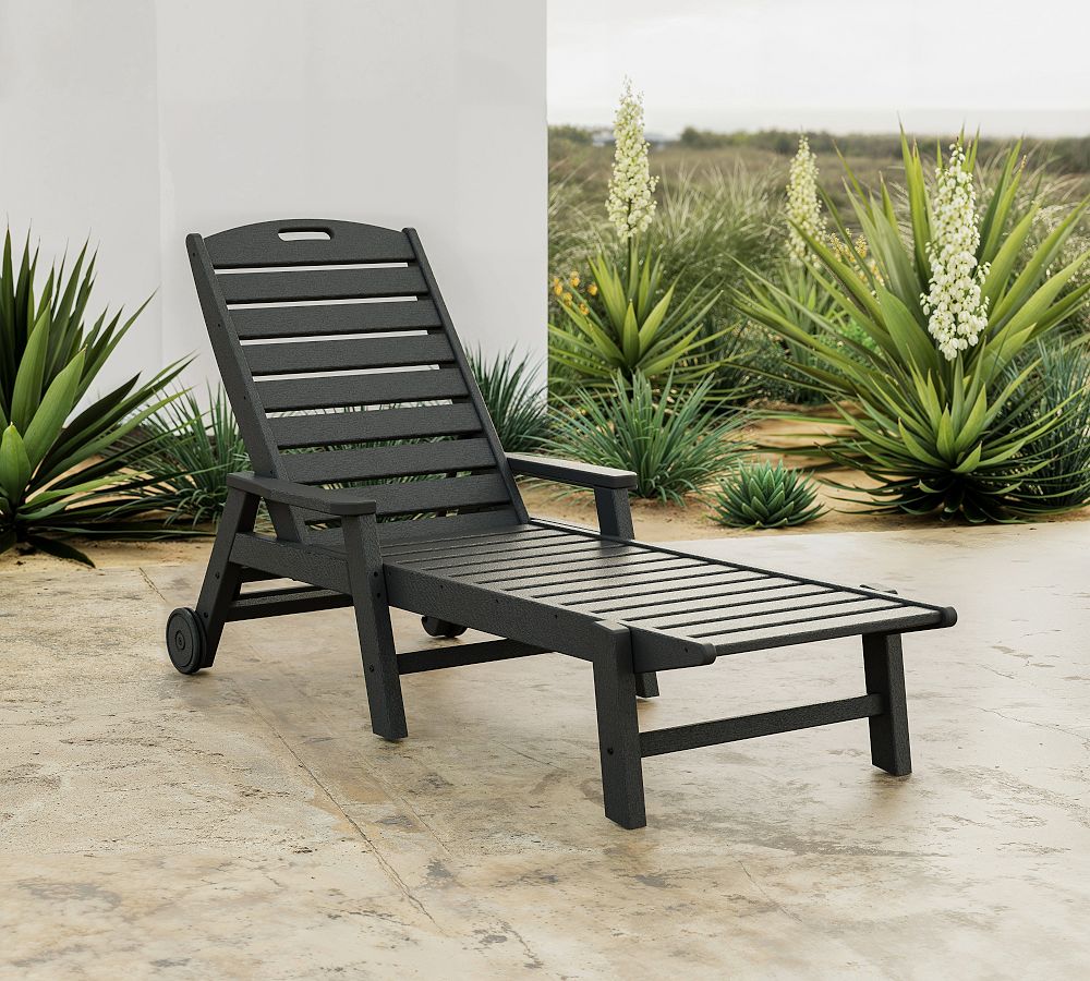Polywood Outdoor Single Chaise Lounge with Wheels