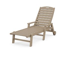 Polywood Outdoor Single Chaise Lounge with Wheels