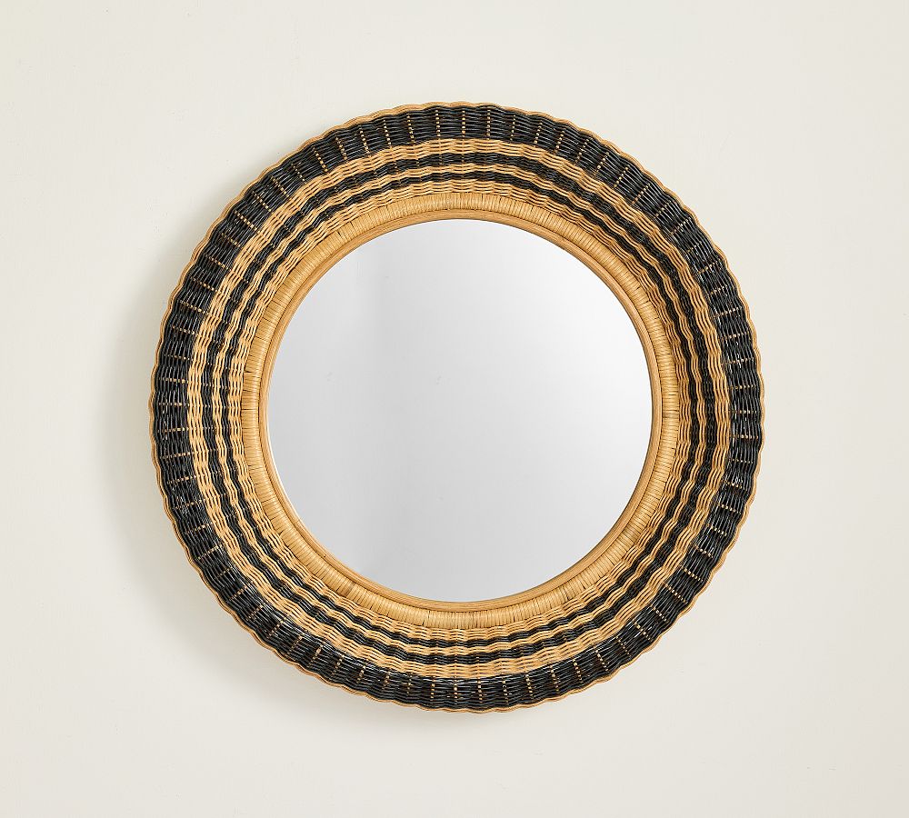 Summer Wicker Round Mirror