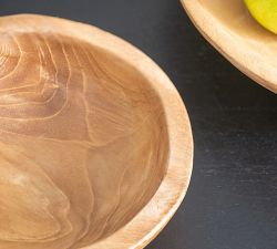 Teak Nesting Organic Decorative Bowls, Set of 3