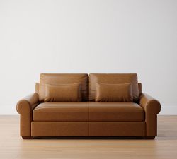 Big Sur Roll Arm Deep Seat Leather Sofa (78&quot;&ndash;107&quot;)