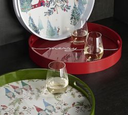 Merry Handcrafted Round Serving Tray