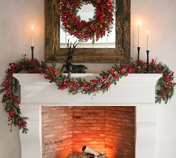 Faux Lit Mixed Berries Wreath &amp; Garland