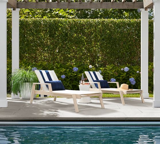 Indio Eucalyptus & Mesh Stackable Outdoor Single Chaise Lounge, Set of 2