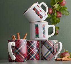 Stewart Plaid Alphabet Stoneware Mug