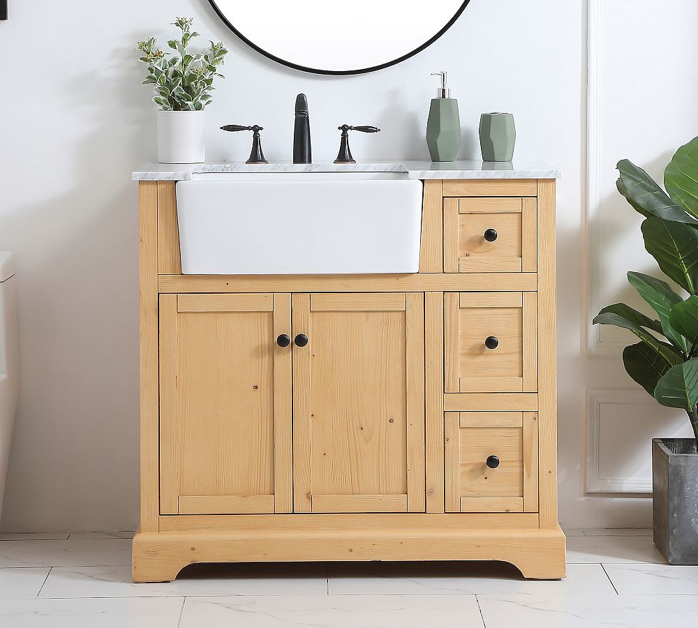 Annelie 36-42&quot; Marble Top Single Sink Vanity