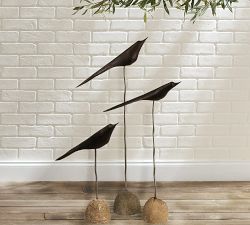 Hand-Carved Flock of Bird Objects