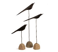 Hand-Carved Flock of Bird Objects