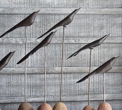 Hand-Carved Flock of Bird Objects