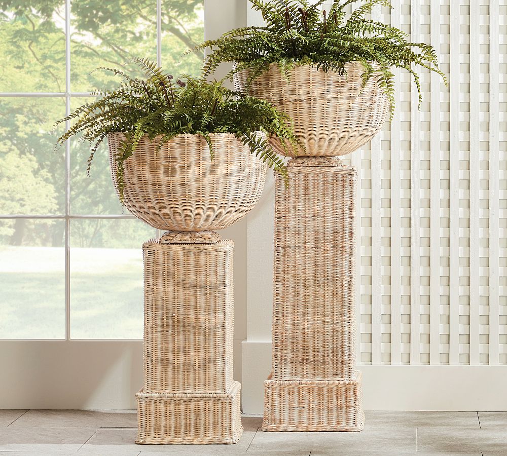 Handwoven Rattan Pedestal