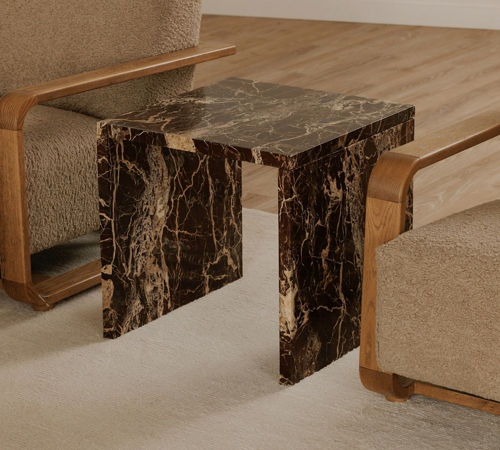 Rosso Marble Accent Table (20&quot;)