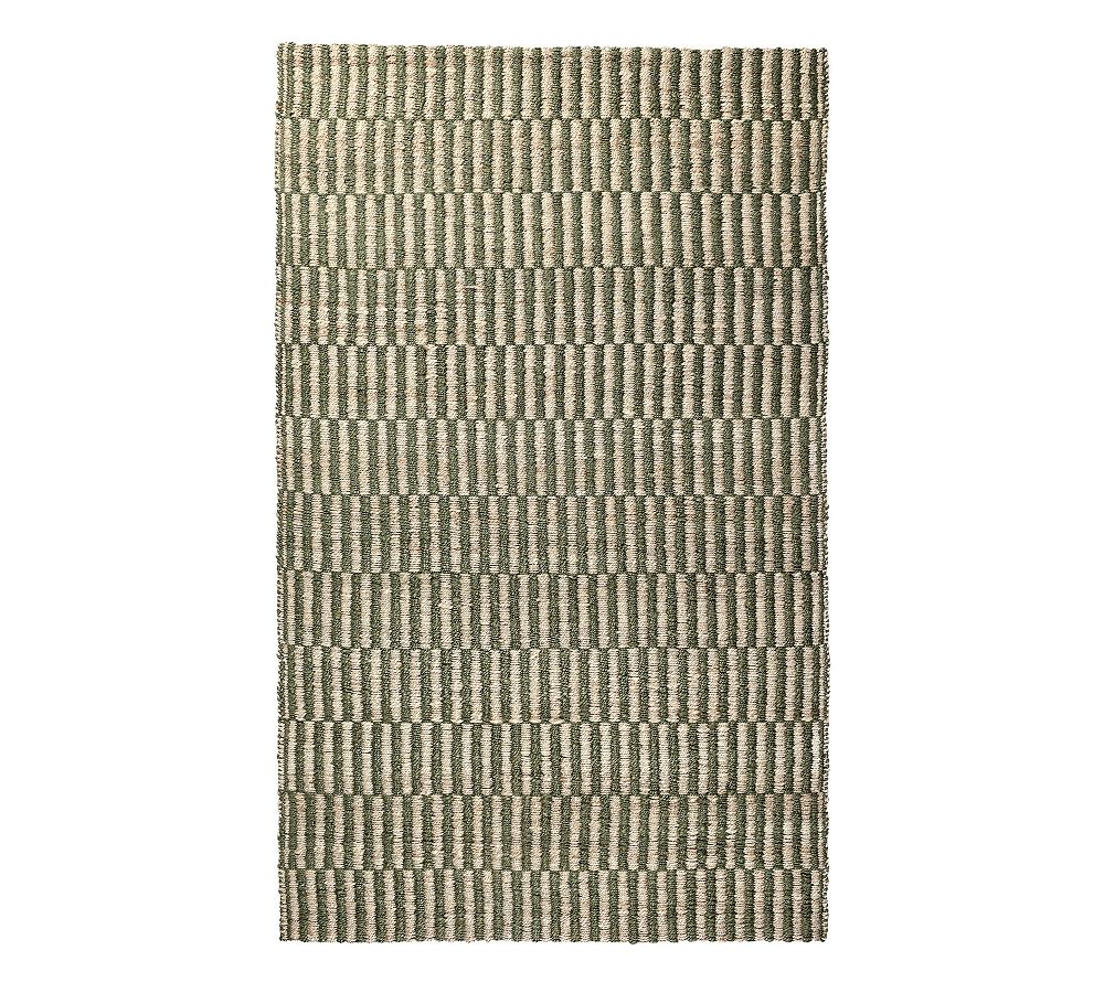 Handwoven Green and Natural Jute Rectangular Rug, 5' x 8'