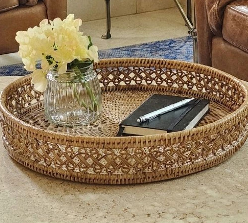 Tava Braided Rattan Round Tray