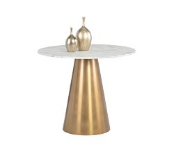 Darren Round Marble Dining Bistro Table (35.5&quot;w)