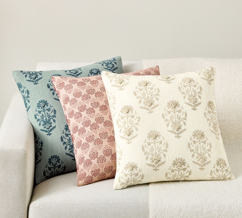 Avani Floral Block Print Reversible Pillow