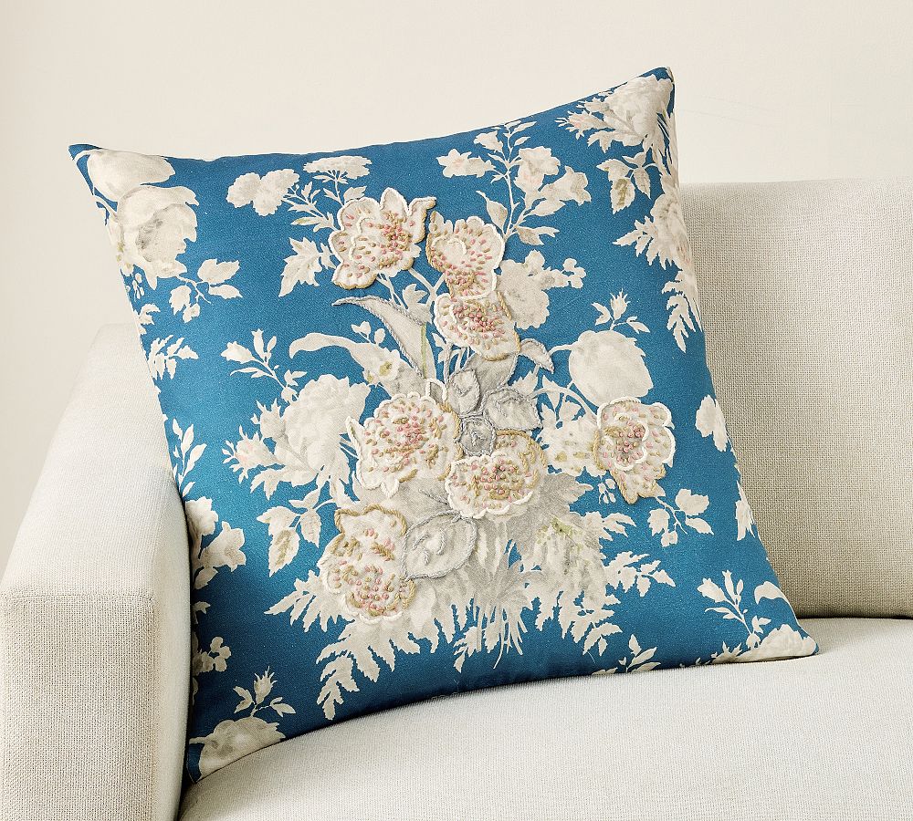 Bethany Floral Reversible Embroidered Pillow