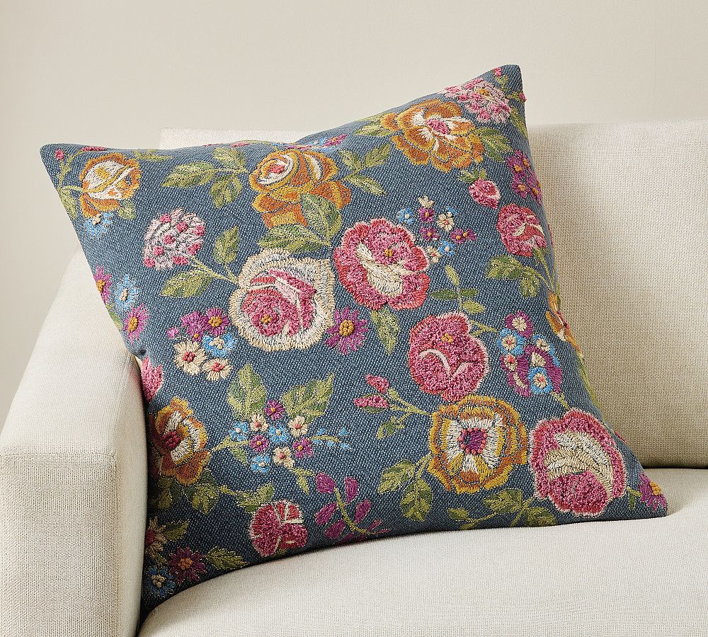 Christa Floral Embroidered Pillow