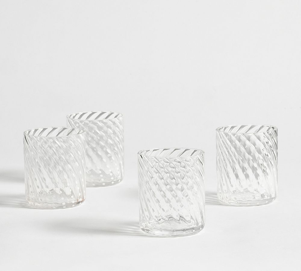 Coastal Drinking Glasses White/Clear Short- Set of 4