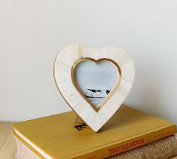 Lunara Handcarved Bone and Brass Inlay Heart Frames