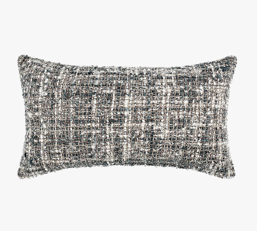 Blue Slate Textured Rectangular Lumbar Pillow with Recycled Fibers