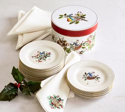 12 Days of Christmas Stoneware Appetizer Plates - Mixed Set of 12