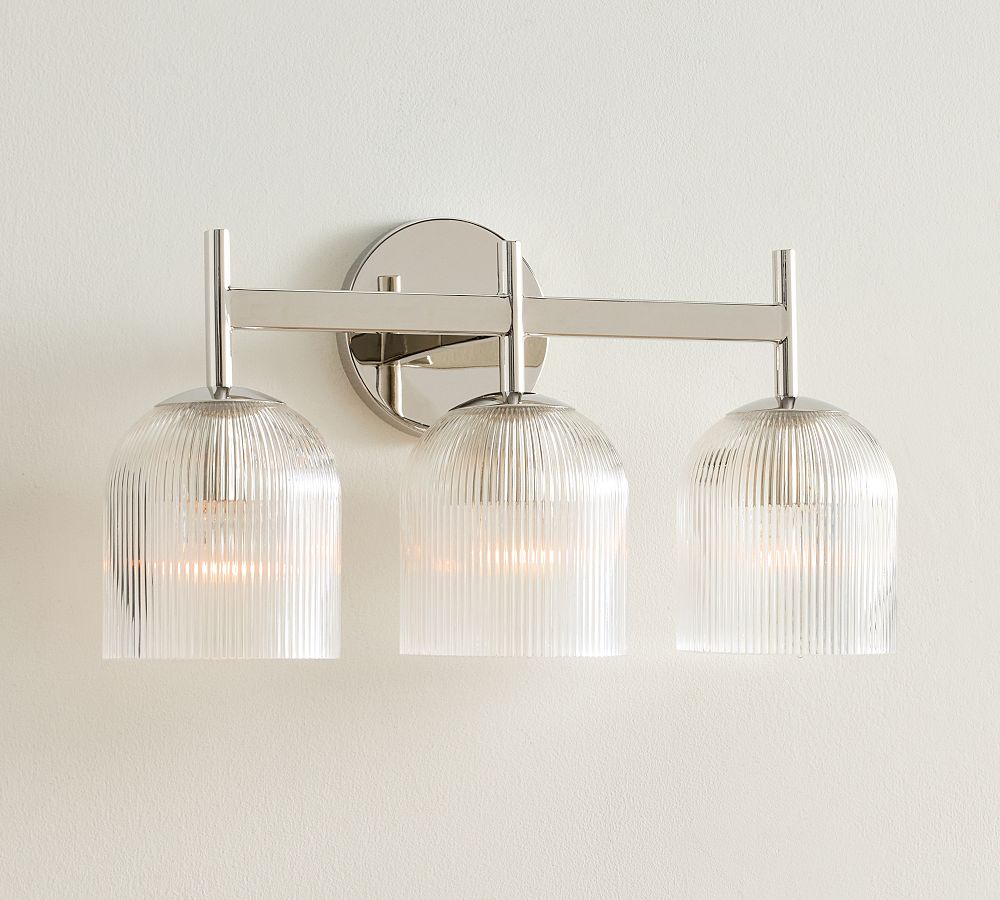 Cooper Ribbed Glass Triple Sconce - 17"