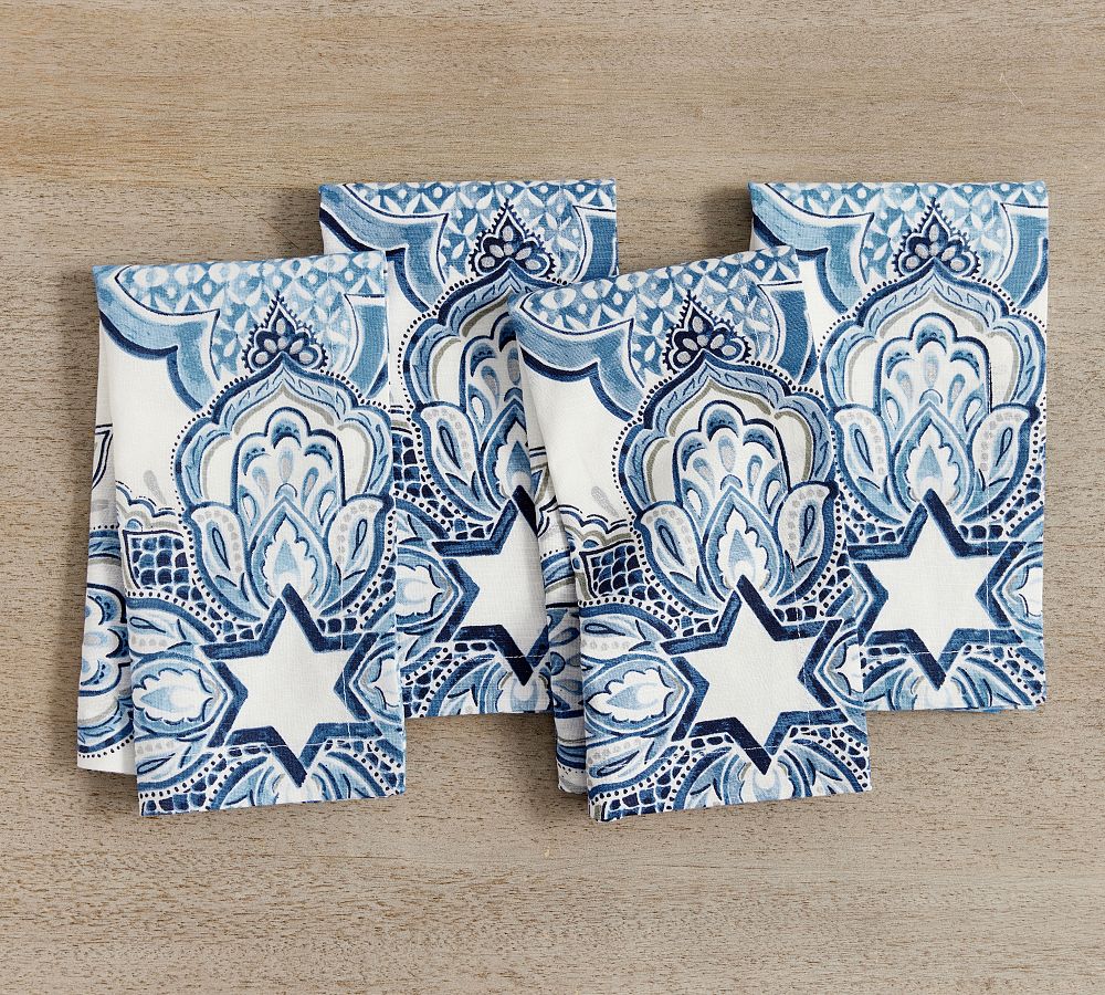 Hanukkah Medallion Cotton/Linen Napkins - Set of 4