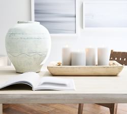 Open Box: Premium Flickering Flameless Wax Pillar Candle - Salt Washed