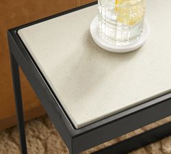 Presidio Rectangular Stone Side Table (22.5&quot;)