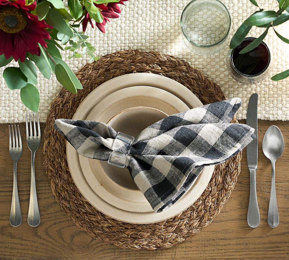 Dalton Check Cotton/Linen Napkins - Set of 4